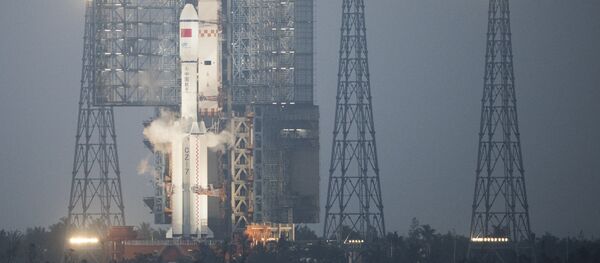 A Long March 7 orbital launch vehicle carrying China's cargo spacecraft Tianzhou-1 is seen at its launch pad A Long March 7 orbital launch vehicle carrying China's cargo spacecraft Tianzhou-1 is seen at its launch pad - 俄羅斯衛星通訊社
