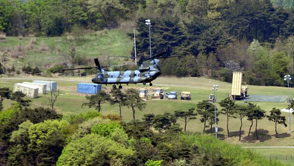 A Terminal High Altitude Area Defense (THAAD) interceptor (R) is seen in Seongju, South Korea - 俄罗斯卫星通讯社