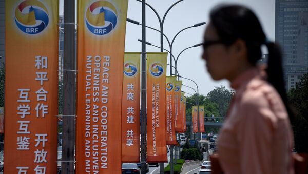 Banners displayed along a street ahead of the Belt and Road Forum for International Cooperation in Beijing - 俄羅斯衛星通訊社