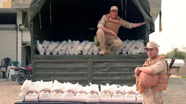 俄军在叙利亚哈马省发放了500套人道主义食品 - 俄罗斯卫星通讯社