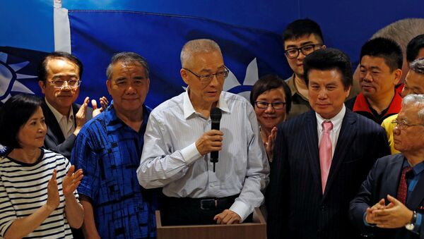 Wu Den-yih (C), newly elected chairman of Taiwan's opposition Nationalist Kuomintang Party - 俄羅斯衛星通訊社