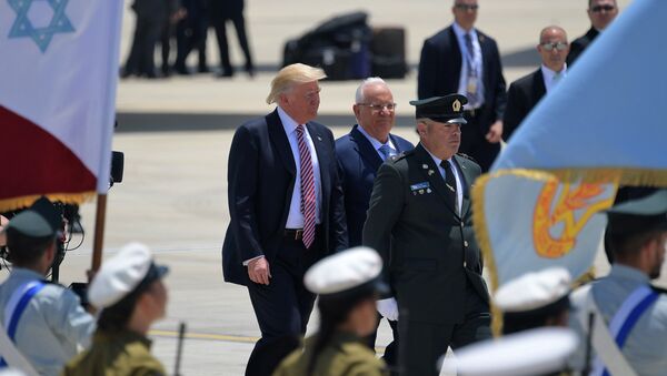 US President Donald Trump (C-L) is welcomed by Israeli President Reuven Rivlin - 俄罗斯卫星通讯社