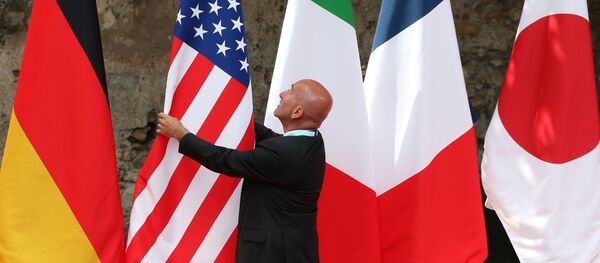 Flags are placed at the G7 summit in Taormina, Italy - 俄羅斯衛星通訊社