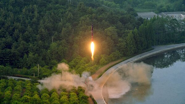 A ballistic rocket is test-fired through a precision control guidance system - 俄羅斯衛星通訊社