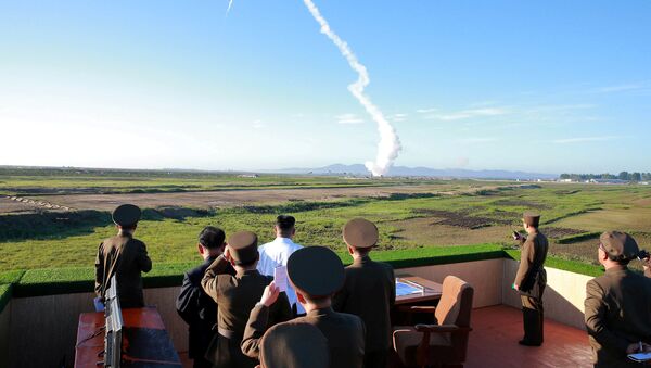 North Korean leader Kim Jong Un watches the test of a new-type anti-aircraft guided weapon system - 俄罗斯卫星通讯社