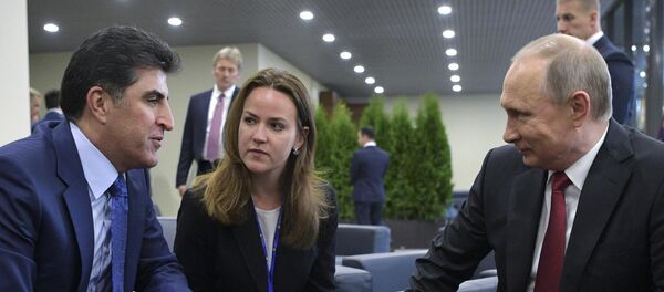 俄總統普京同伊拉克庫爾德自治區總理內奇爾萬·巴爾扎尼會談 俄總統普京同伊拉克庫爾德自治區總理內奇爾萬·巴爾扎尼會談 - 俄羅斯衛星通訊社