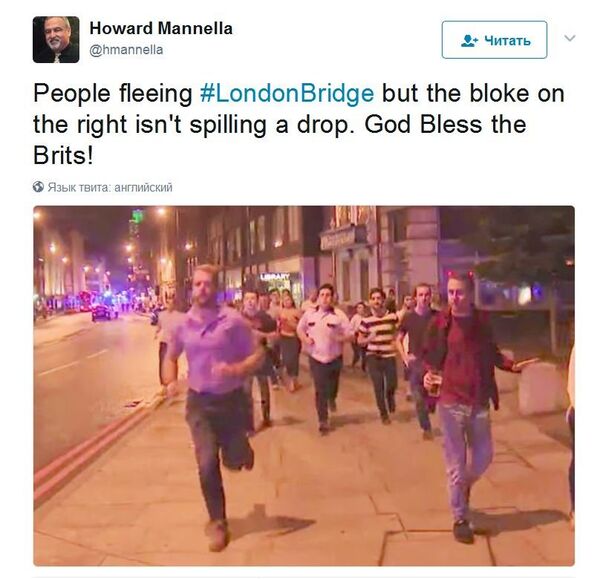 躲恐袭不忘护啤酒的英国男子被称为无畏的象征 - 俄罗斯卫星通讯社