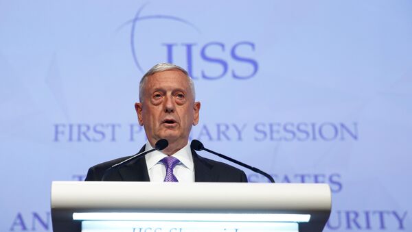 U.S. Secretary of Defense James Mattis speaks at the 16th IISS Shangri-La Dialogue - 俄罗斯卫星通讯社