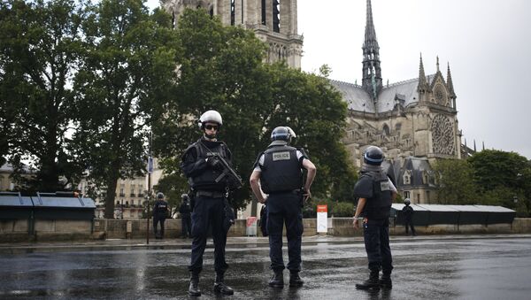 Police officers seal off the access to Notre Dame cathedral in Paris - 俄罗斯卫星通讯社