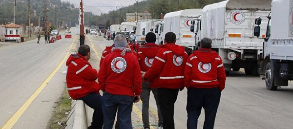 運載人道主義物資的車隊正在進入敘東古塔地區 - 俄羅斯衛星通訊社