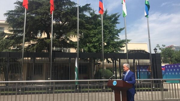 印度和巴基斯坦國旗在上合組織北京總部門前升起 - 俄羅斯衛星通訊社