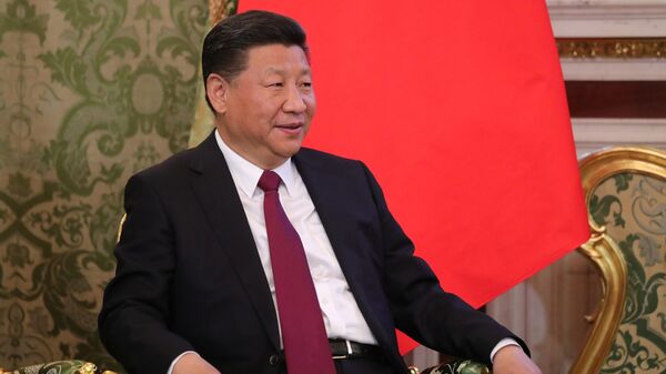 Председатель Китайской Народной Республики (КНР) Си Цзиньпин во время встречи с президентом РФ Владимиром Путиным - 俄罗斯卫星通讯社