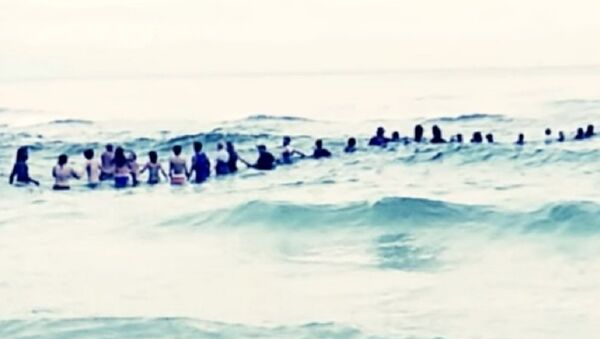 媒體：美國佛州海灘80人組人鏈營救溺水者 - 俄羅斯衛星通訊社