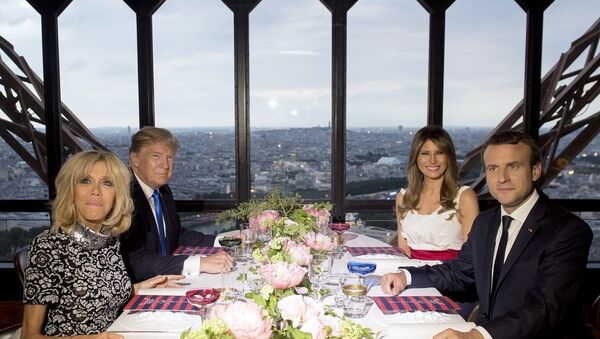 特朗普與馬克龍在埃菲爾鐵塔上餐廳享用比目魚、牛肉和鵝肝 - 俄羅斯衛星通訊社