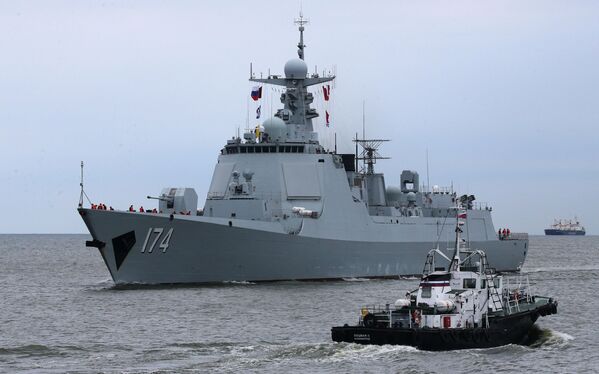 抵达波罗的斯克港的中国海军舰艇编队中的“合肥”号导弹驱逐舰。 - 俄罗斯卫星通讯社
