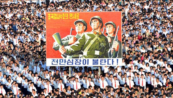 朝鮮系列政治海報表明威脅打擊美國 - 俄羅斯衛星通訊社