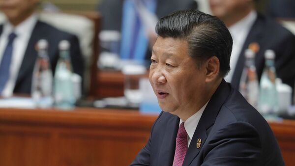 Председатель КНР Си Цзиньпин во время встречи лидеров БРИКС в расширенном составе с участием делегаций - 俄罗斯卫星通讯社