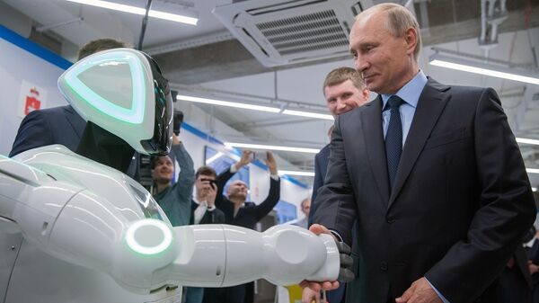 普京與逃跑機器人見面 - 俄羅斯衛星通訊社