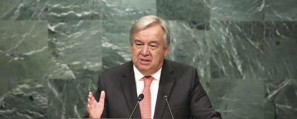 Генеральный секретарь ООН Антониу Гутерреш на заседании Генассамблеи ООН. Архивное фото Генеральный секретарь ООН Антониу Гутерреш на заседании Генассамблеи ООН. Архивное фото - 俄羅斯衛星通訊社