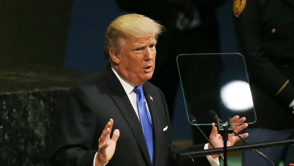 U.S. President Trump addresses the 72nd United Nations General Assembly at U.N. headquarters in New York - 俄羅斯衛星通訊社
