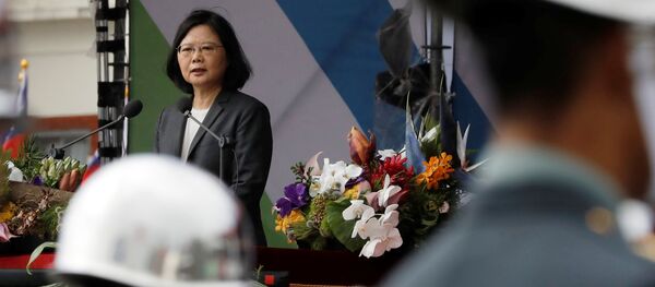 Taiwan President Tsai Ing-wen gives a speech during the National Day celebrations in Taipei - 俄罗斯卫星通讯社