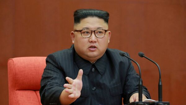 Kim Jong Un speaking during the Second Plenum of the 7th Central Committee of the Workers' Party of Korea - 俄羅斯衛星通訊社