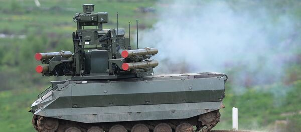 Боевой робот Уран-9 на выставке День передовых технологий правоохранительных органов РФ - 俄羅斯衛星通訊社