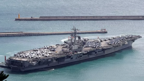 The USS Ronald Reagan aircraft carrier arrives in the South Korean port city of Busan - 俄羅斯衛星通訊社