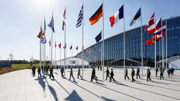 Флаги стран-участниц на саммите НАТО в Брюсселе - 俄羅斯衛星通訊社