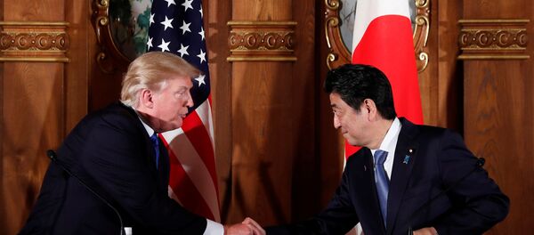 Президентом США Дональд Трамп и японский премьер-министр Синдзо Абэ на совместной пресс-конференции в Токио - 俄羅斯衛星通訊社