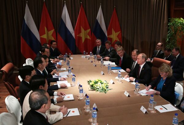 俄联邦普京与越南国家主席在越南岘港市举行“亚太经合组织”峰会期间。 - 俄罗斯卫星通讯社