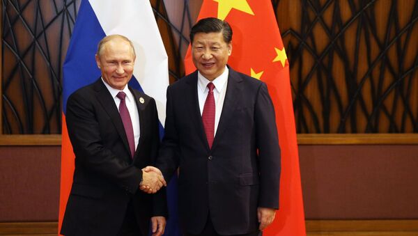 Президент РФ Владимир Путин и председатель Китайской Народной Республики Си Цзиньпин во время беседы на полях саммита стран АТЭС в Дананге - 俄罗斯卫星通讯社