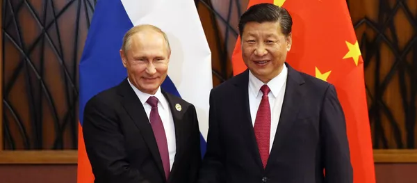 Президент РФ Владимир Путин и председатель Китайской Народной Республики Си Цзиньпин во время беседы на полях саммита стран АТЭС в Дананге Президент РФ Владимир Путин и председатель Китайской Народной Республики Си Цзиньпин во время беседы на полях саммита стран АТЭС в Дананге - 俄罗斯卫星通讯社