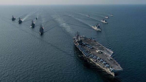 美国发演习视频：三艘美航母出现在韩国海岸 - 俄罗斯卫星通讯社