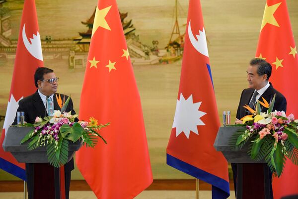 China's Foreign Minister Wang Yi speaks during a press conference following his meeting with Nepal's Deputy Prime Minister Krishna Bahadur Mahara China's Foreign Minister Wang Yi speaks during a press conference following his meeting with Nepal's Deputy Prime Minister Krishna Bahadur Mahara - 俄罗斯卫星通讯社