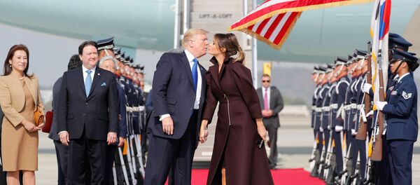 美国总统唐纳德·特朗普和夫人梅拉尼娅在韩国首尔机场 - 俄罗斯卫星通讯社
