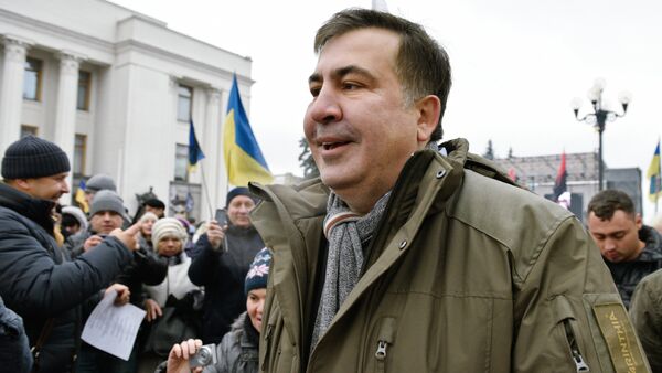 Михаил Саакашвили на митинге у здания Верховной рады Украины в Киеве. - 俄罗斯卫星通讯社