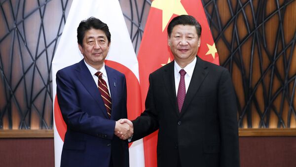 Премьер-министр Японии Синдзо Абэ и лидер КНР Си Цзиньпин на саммите АТЭС во Вьетнаме - 俄羅斯衛星通訊社
