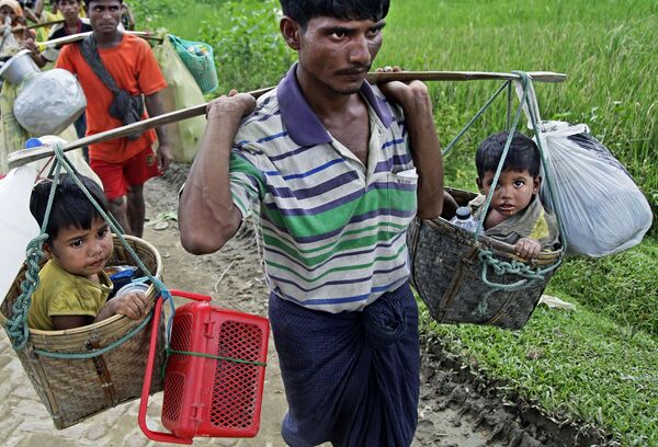 罗兴亚难民到达孟加拉国与缅甸边境的巴鲁卡里营地(Balukhali) - 俄罗斯卫星通讯社