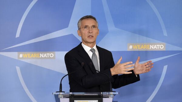NATO Secretary General Jens Stoltenberg delivers a speech during a NATO Defence Council meeting - 俄羅斯衛星通訊社