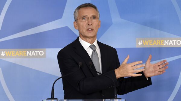 NATO Secretary General Jens Stoltenberg delivers a speech during a NATO Defence Council meeting - 俄羅斯衛星通訊社