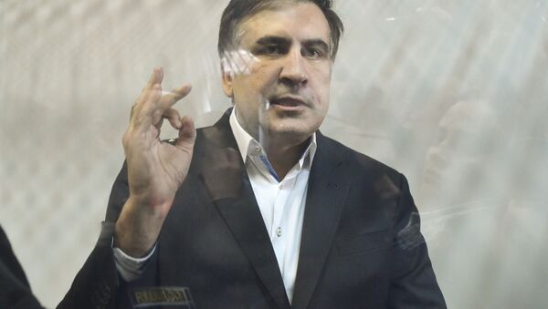 Экс-президент Грузии Михаил Саакашвили во время слушания его дела в здании суда в Киеве - 俄羅斯衛星通訊社