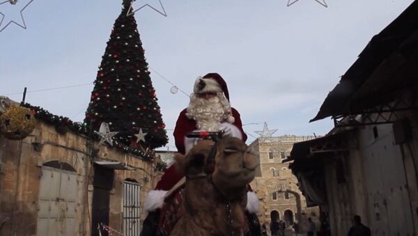 骑骆驼的圣诞老人（视频） - 俄罗斯卫星通讯社