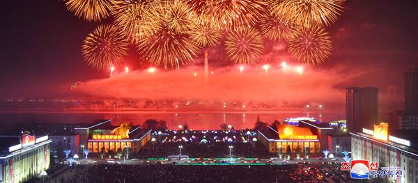 朝鮮燃放煙花慶祝新年。 - 俄羅斯衛星通訊社