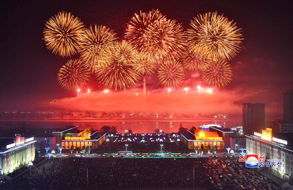 朝鲜燃放烟花庆祝新年。 - 俄罗斯卫星通讯社
