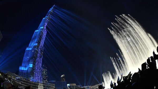 阿联酋哈利法塔的激光演示。 - 俄罗斯卫星通讯社