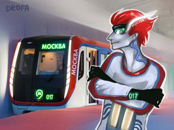 画火车的想法还是索菲亚有一天晚上站在月台等电气化火车的时候产生的。  (图为莫斯科地铁新款列车莫斯科号) - 俄罗斯卫星通讯社
