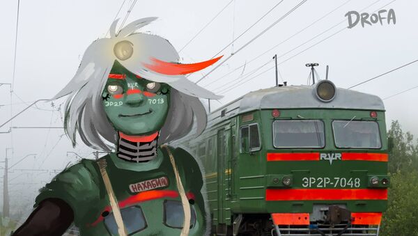 俄羅斯青年女畫家畫的擬人化的列車 - 俄羅斯衛星通訊社