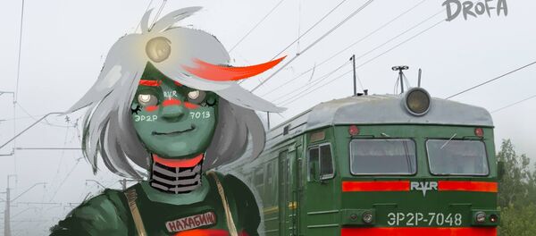 俄羅斯青年女畫家畫的擬人化的列車 俄羅斯青年女畫家畫的擬人化的列車 - 俄羅斯衛星通訊社