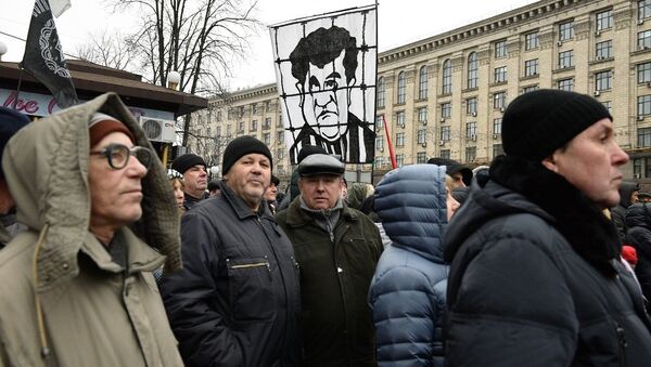 米哈伊爾·薩卡什維利在基輔市中心組織進行彈劾波羅申科的遊行 - 俄羅斯衛星通訊社